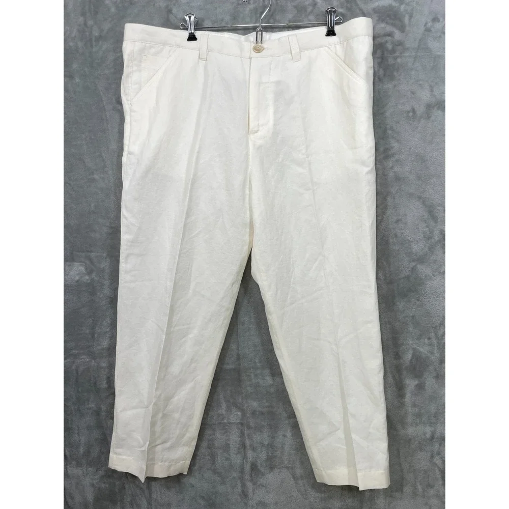 Brunello Cucinelli Men's Size 52 White Linen/ Cotton Pants Italy  Altered 40x25!